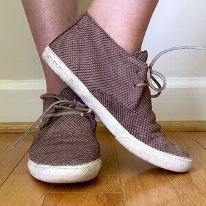 Frye Mindy Chukka Lace Up Bootie Sneaker Brown Snakeskin Leather Size Women's 7